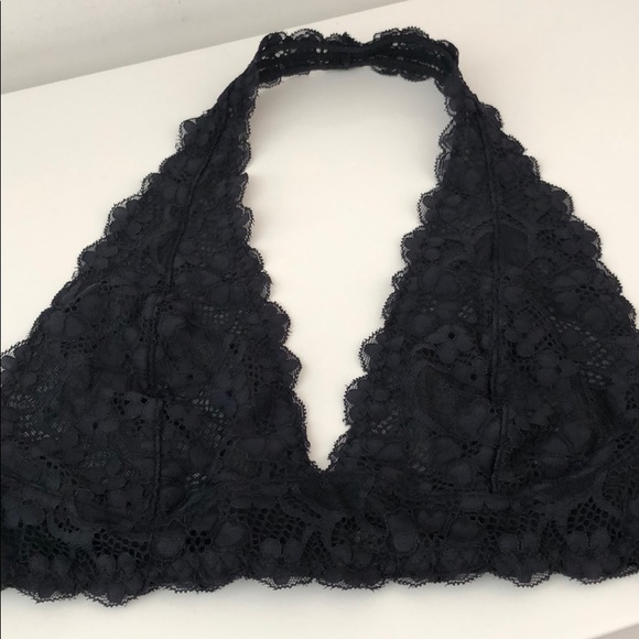 FREE PEOPLE INTIMATES BLACK LACE HALTER BRALETTE - Picture 3 of 14